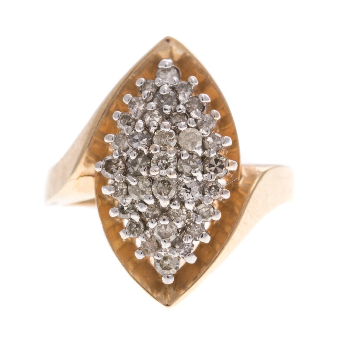 A Lady's Diamond Cluster Ring in 10K (1 of 4)