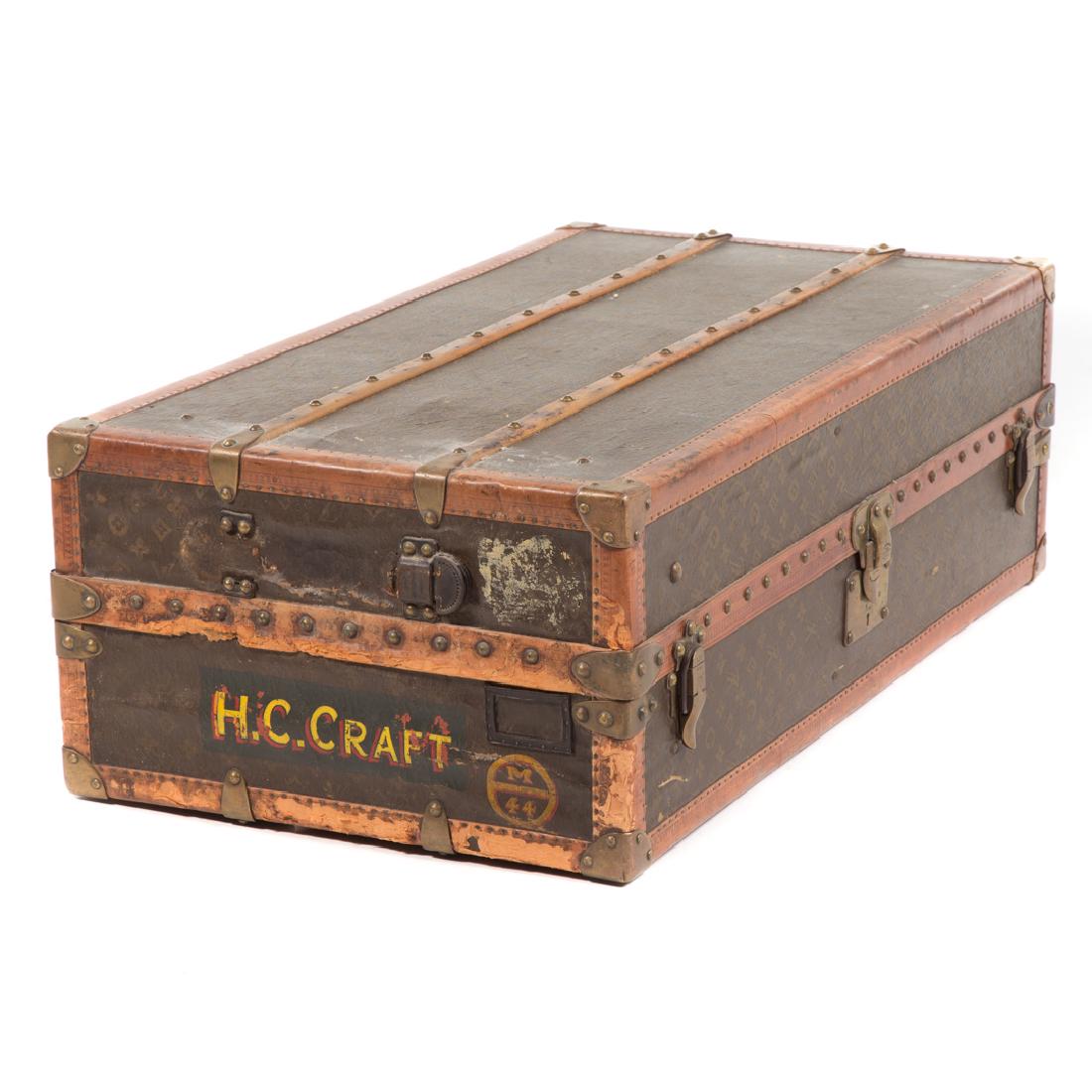 A Louis Vuitton Canvas & Wood Strap Steamer Trunk (1 of 11)