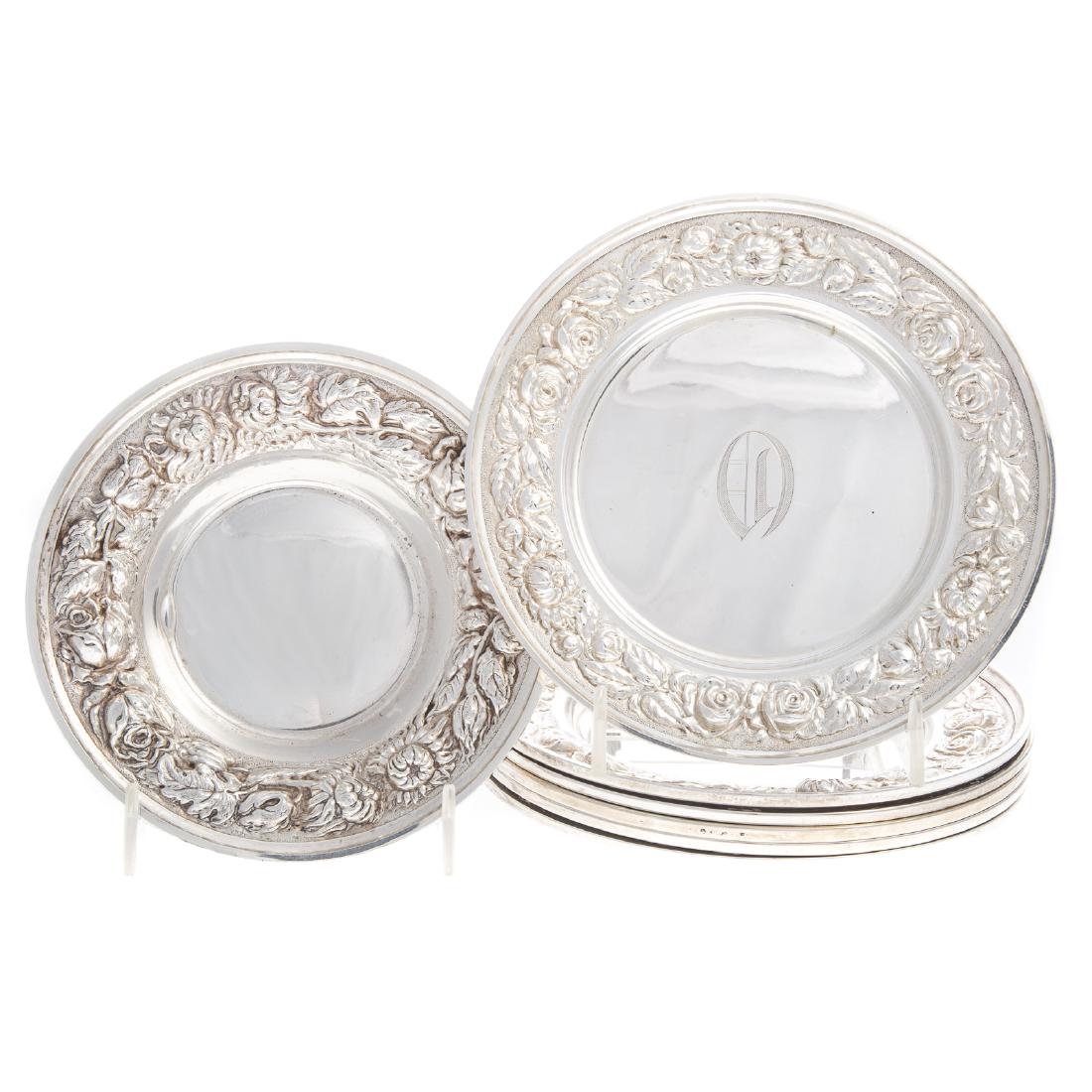 Set of 6 Stieff "Rose" sterling bread plates (1 of 4)