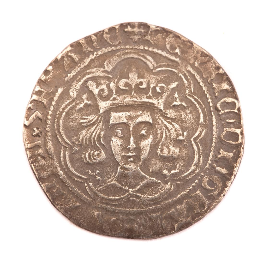 [World] Henry VI Groat, Calais Mint, 1422-1461: Henry VI Groat, Calais Mint, 1422-1461. Voided long cross, Fine; Woolley Collection