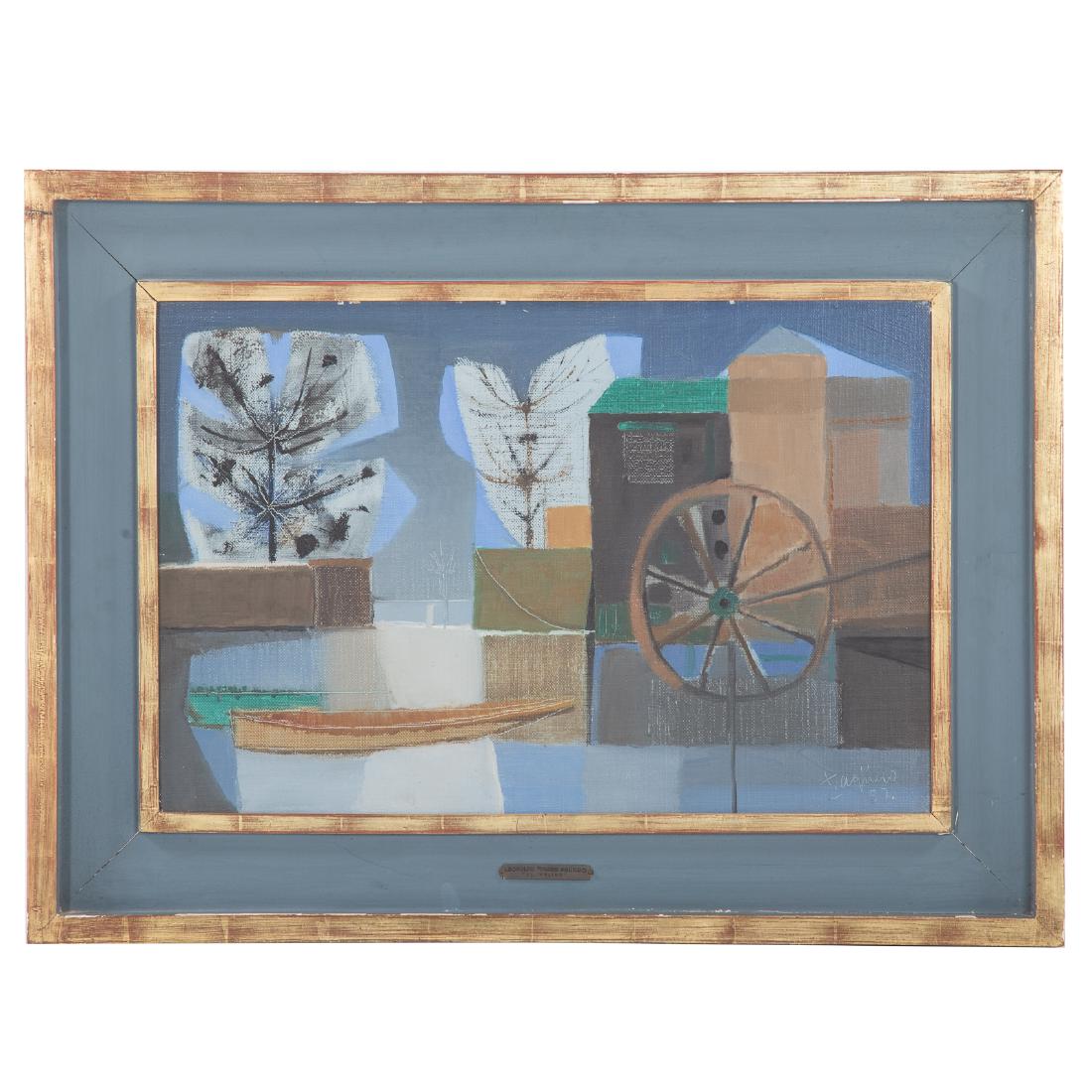 Leopoldo Torres Aguero, "El Molino," oil on canvas: (Argentinian, 1924-1995). 1957, oil on canvas, signed, "T. Aguero, '57," lr., 15 7/8 x 24 in., framed; Galeria Bonino, Buenos Aires, Argentina Private collection, Baltimore, MD Estate of Jerry Ulin, C