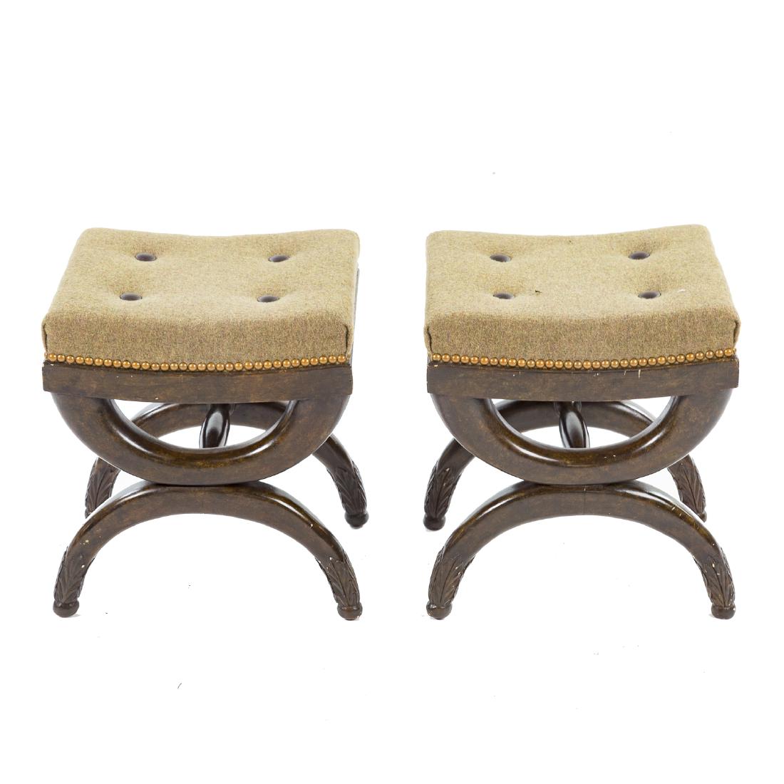 Pair empire style painted curule stools (1 of 4)