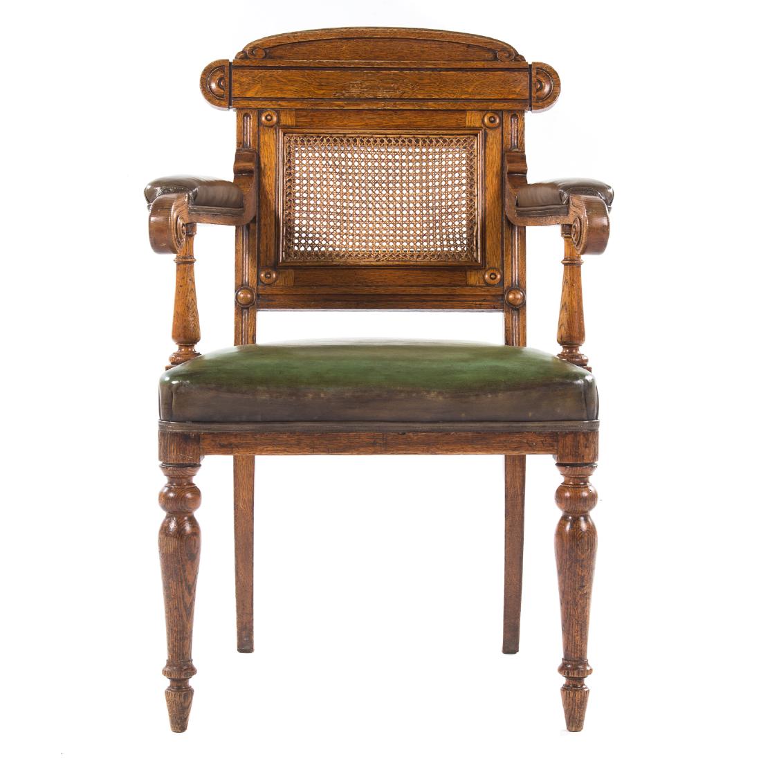 Victorian carved oak arm chair (1 of 4)