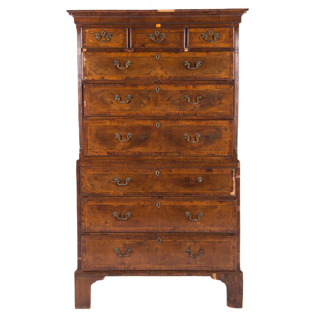 George II walnut chest on chest (1 of 5)