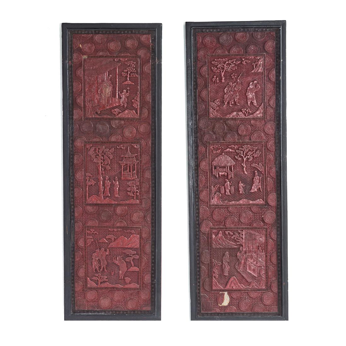 Pr. Chinese cinnabar lacquer panels (1 of 6)