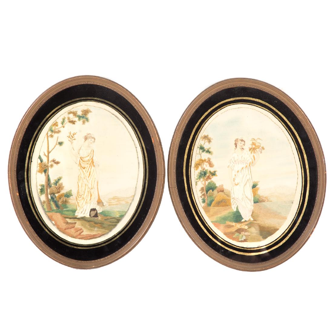 Pair early Victorian needlework pictures (1 of 6)