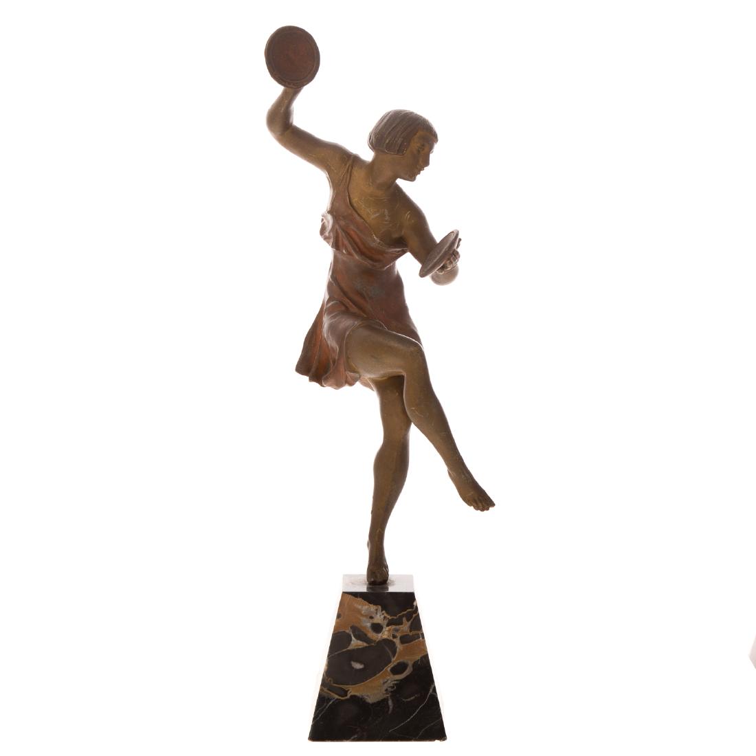 Continental Art Deco spelter female cymbalist (1 of 5)