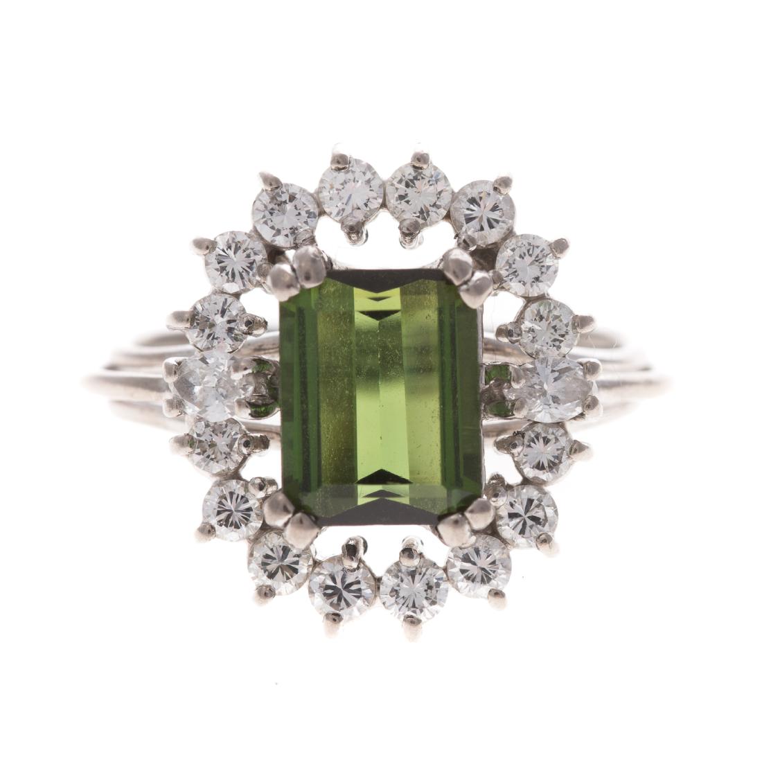 A Lady's Green Tourmaline & Diamond Ring in 14K (1 of 3)