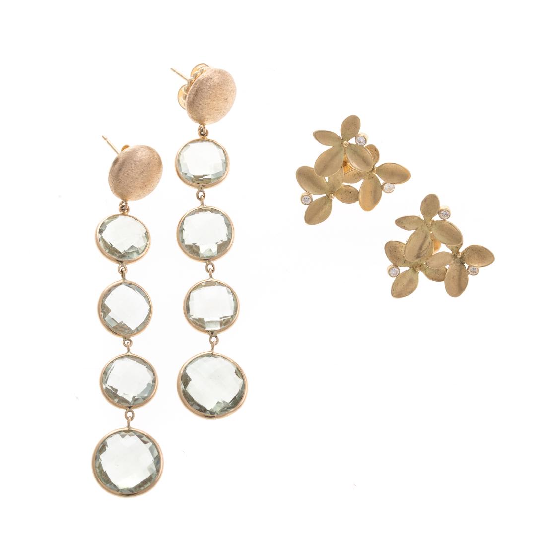 Two Pairs of 14K Fashionable earrings (1 of 4)