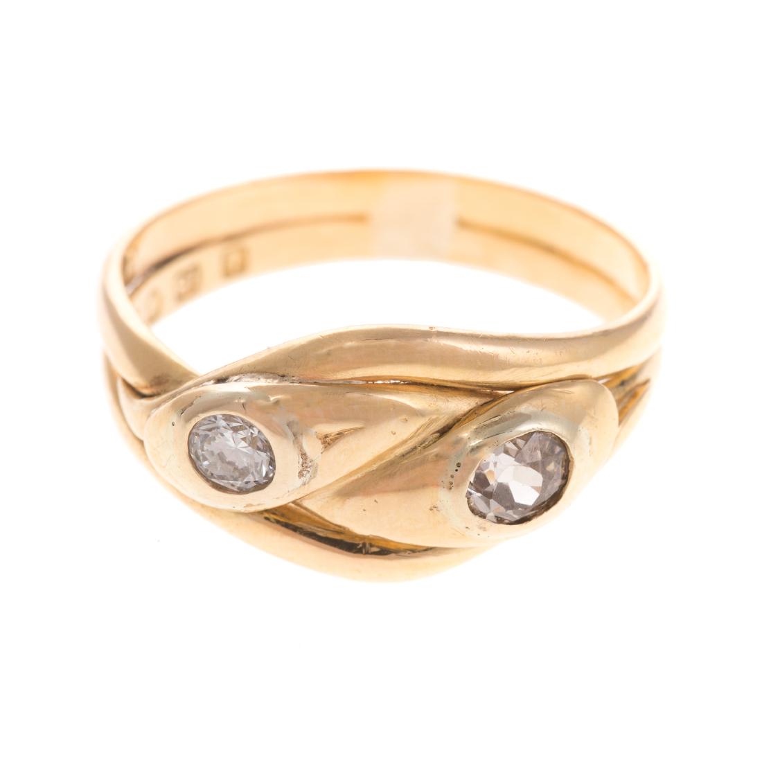 A Lady's Double Snake Ring with Diamonds in 14K (1 of 4)