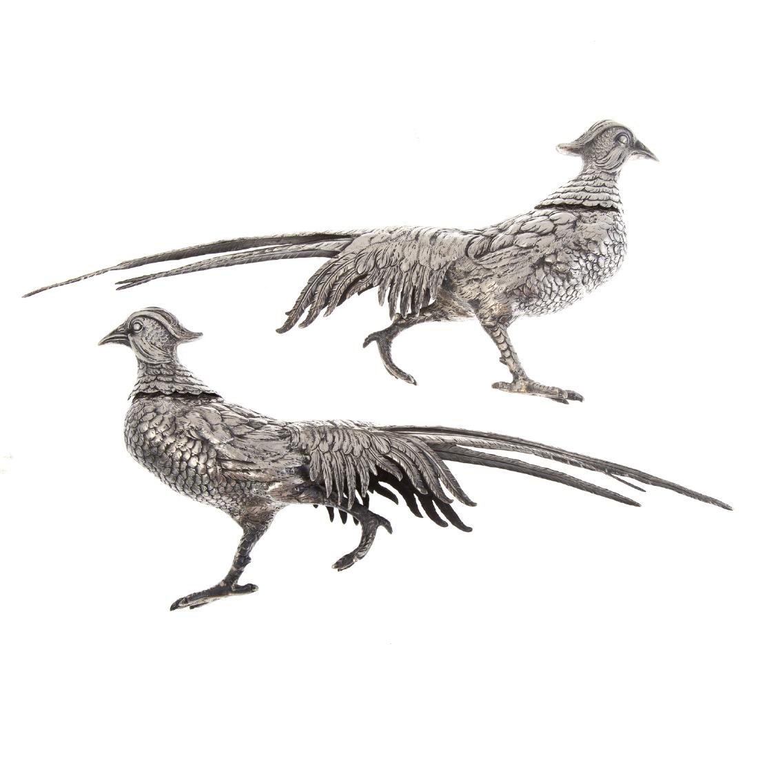 Pair Continental silver pheasant table ornaments (1 of 6)