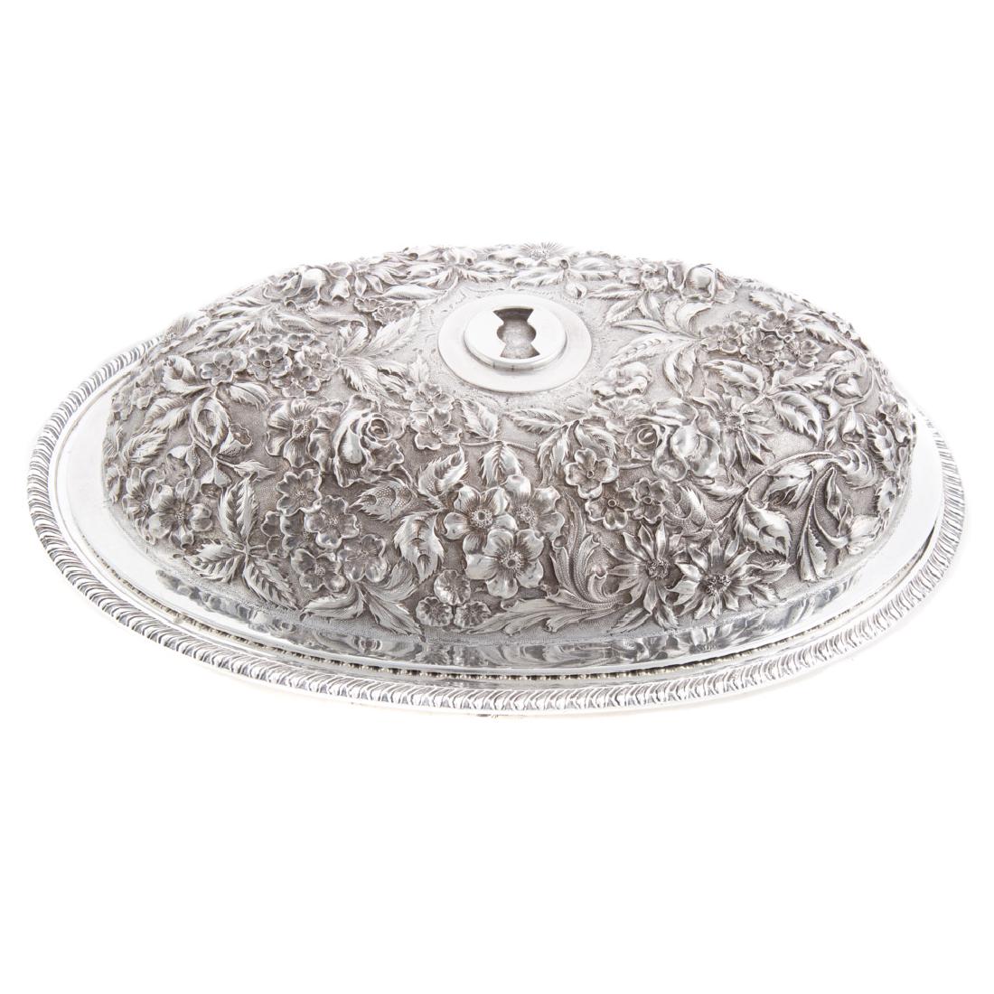 American repousse sterling covered vegetable dish (1 of 5)