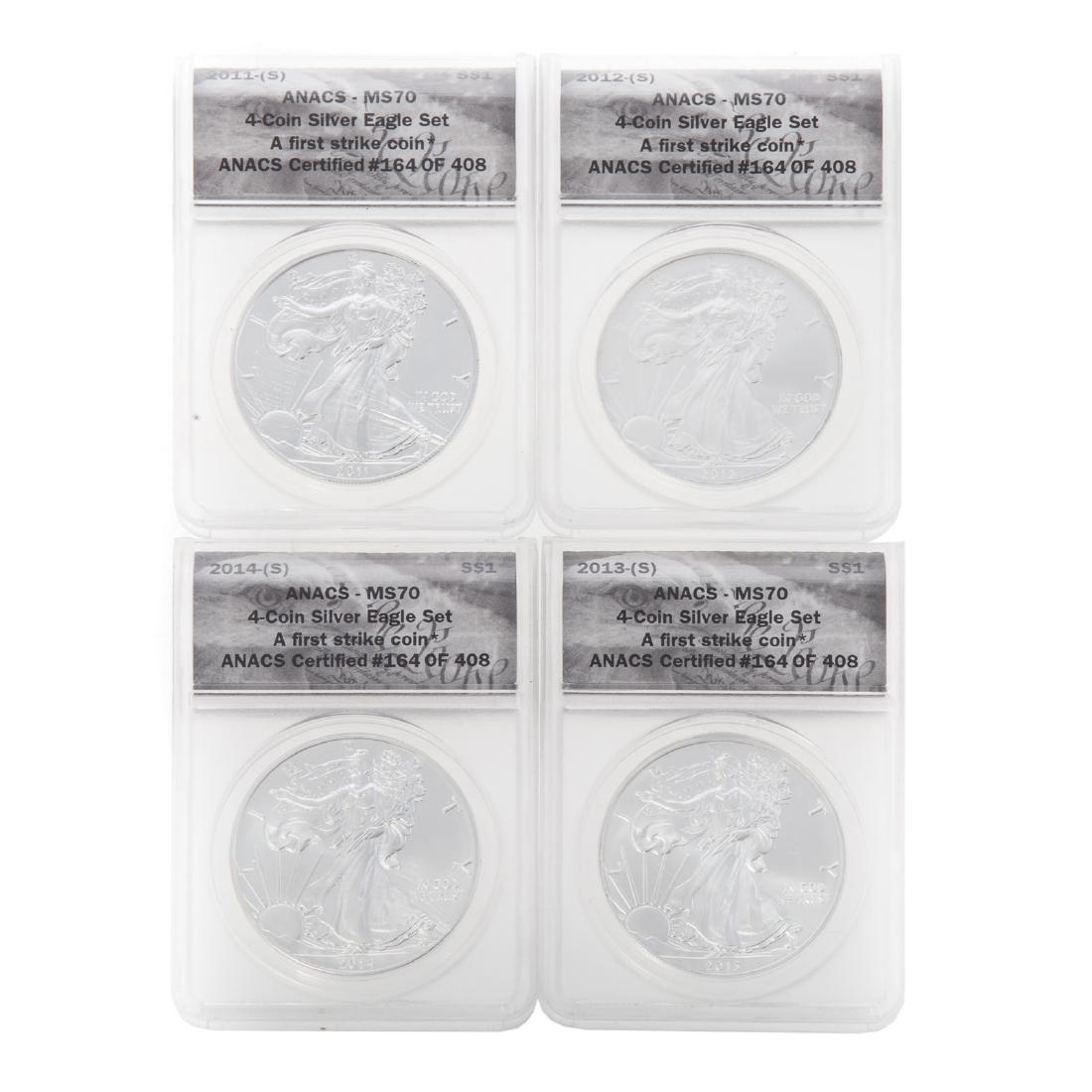 [US] Four Silver Eagles ANACS MS-70 1st Strike (1 of 4)