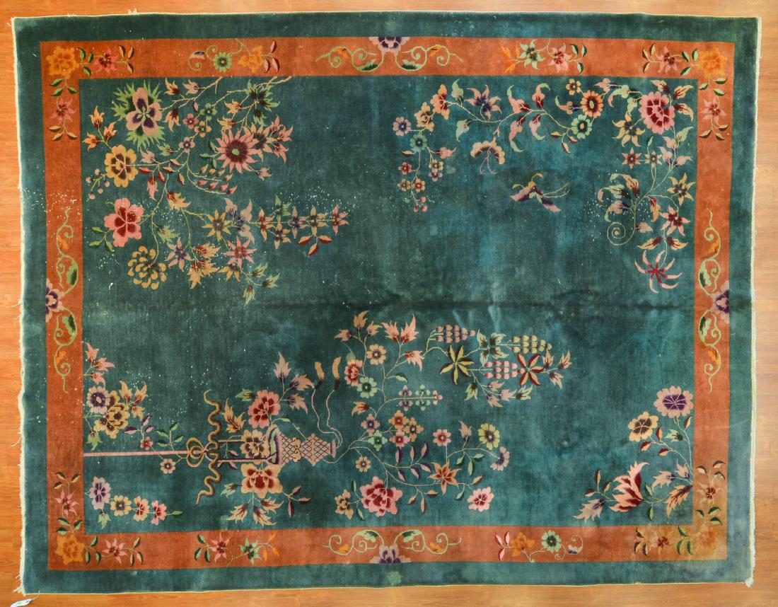 Antique Nichols Chinese carpet, approx. 9 x 11.6 (1 of 4)