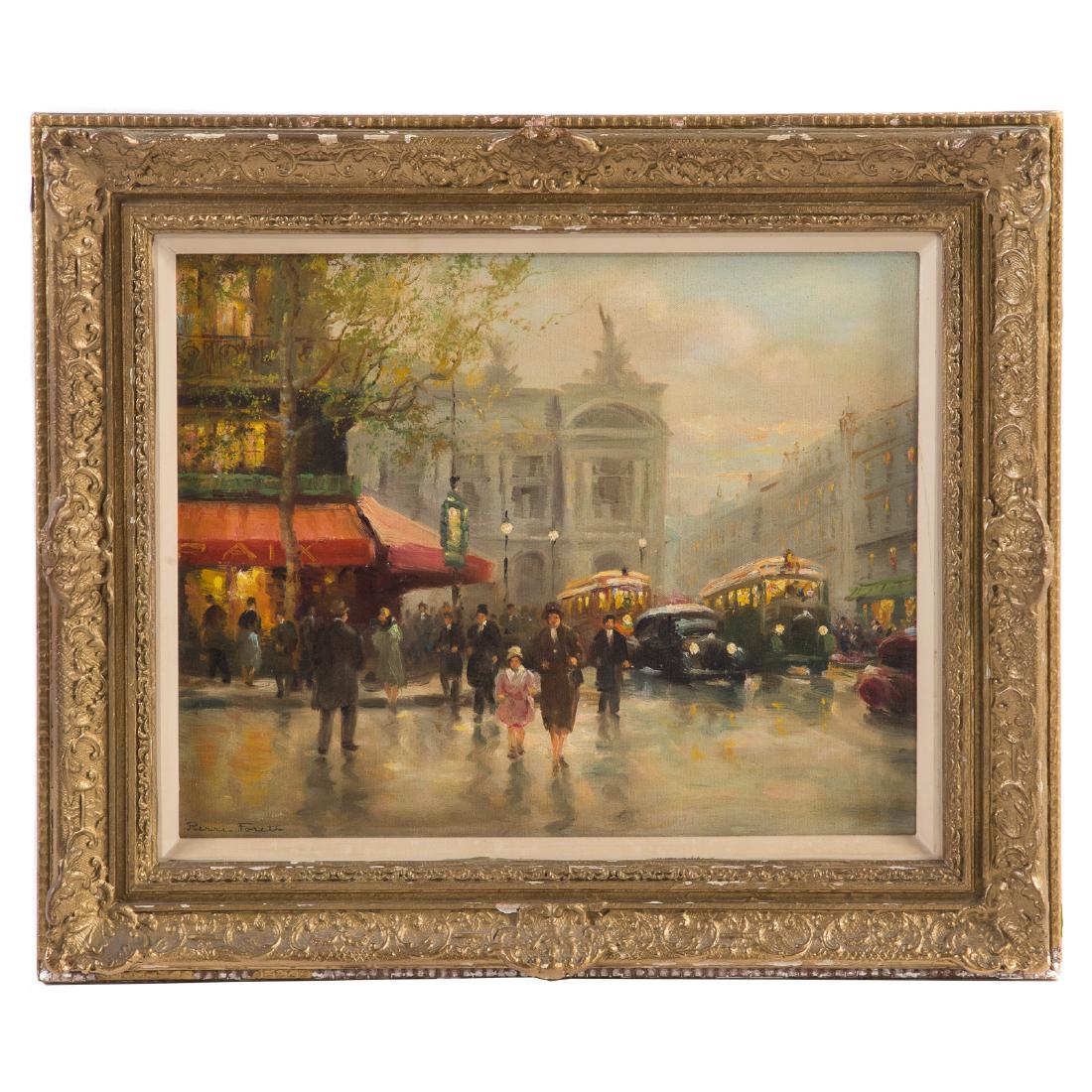 Pierre Forret. "Cafe de la Paix," oil on canvas (1 of 5)