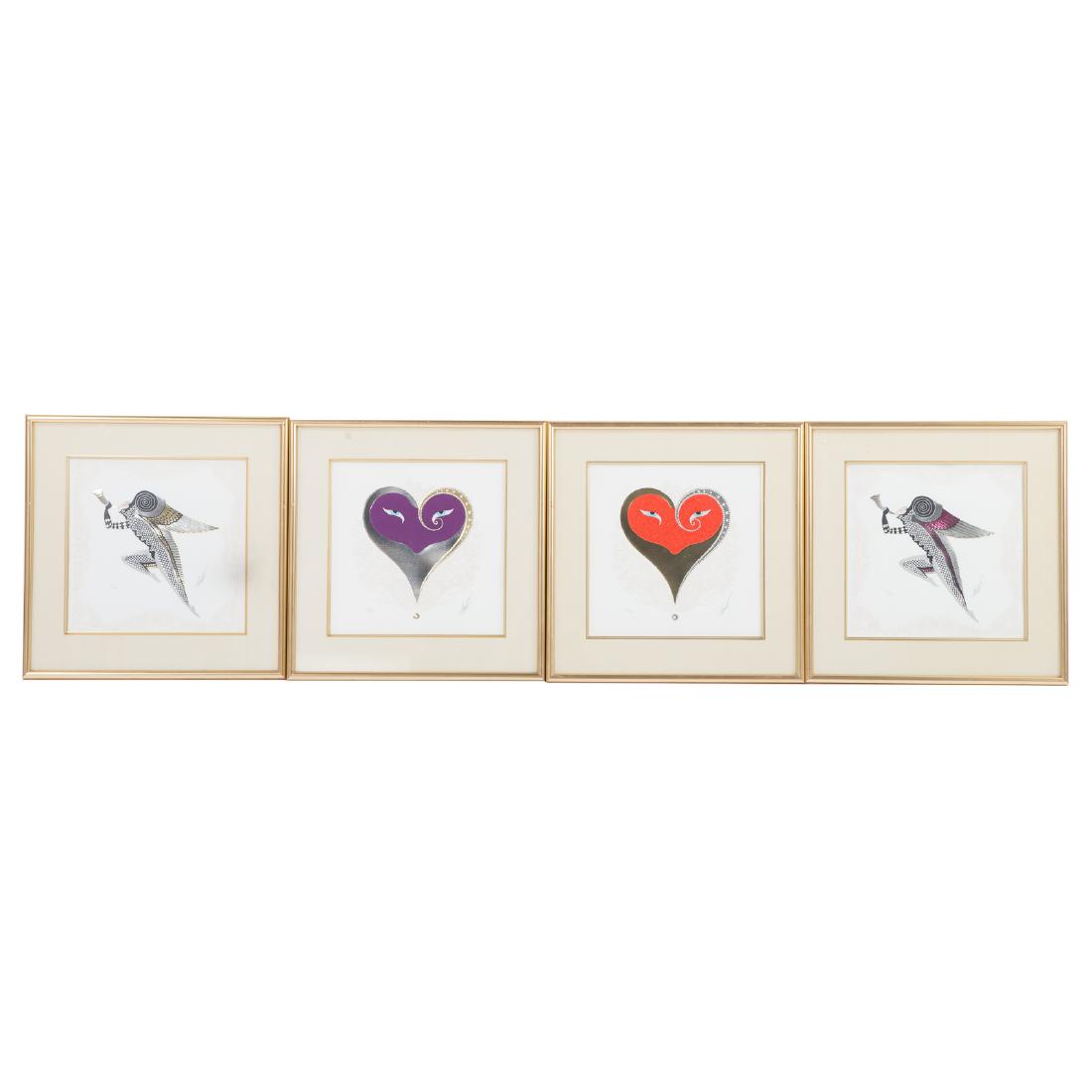 Erte. "Hearts and Zephyrs Suite," four serigraphs (1 of 8)