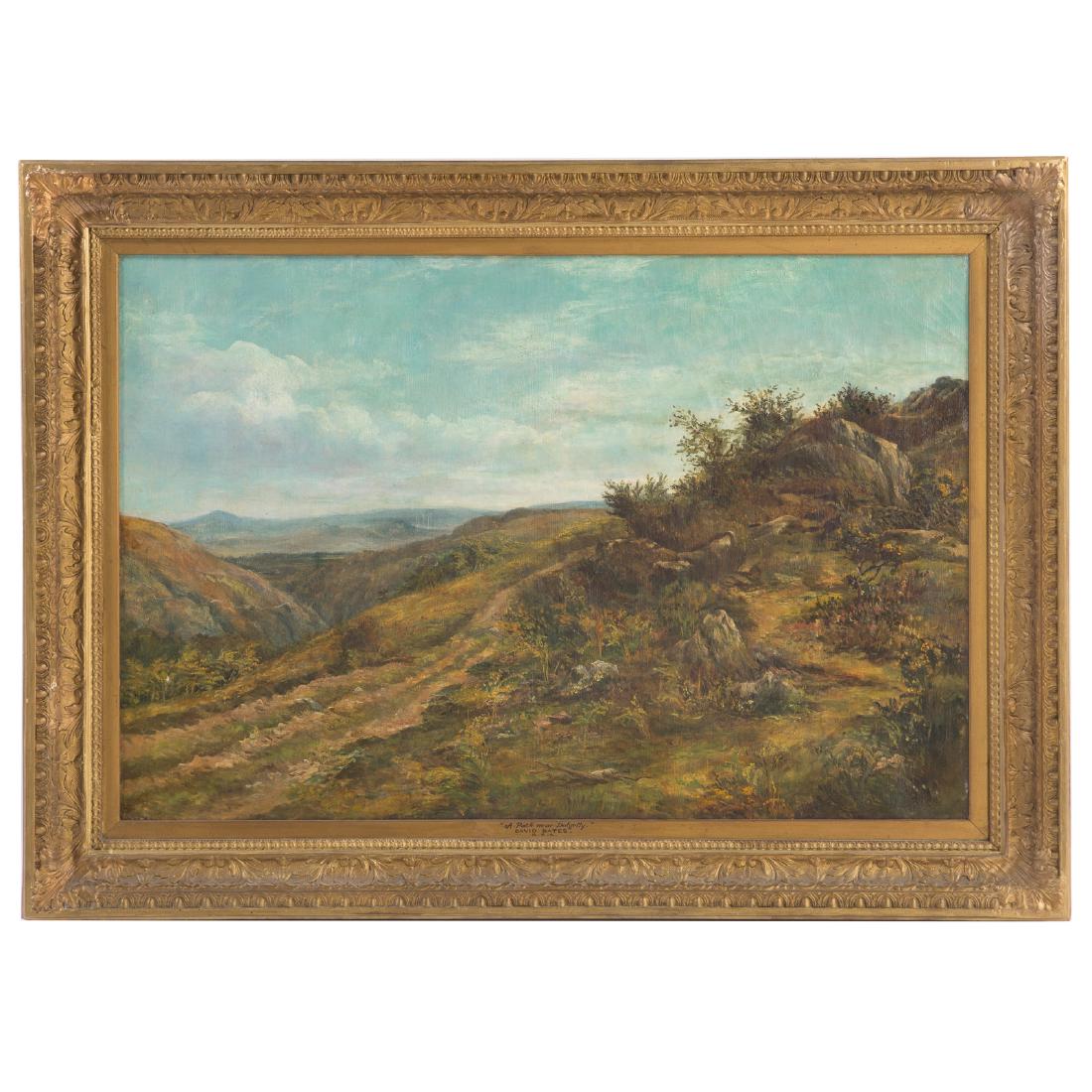 David Bates. Extensive Landscape, oil: (British, 1840-1921). Oil on canvas, signed "D. Bates" lr, 24 x 36 in., framed