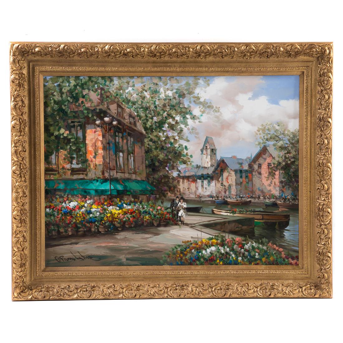 C. Pierre Latour. "By The Pier," oil on canvas (1 of 6)