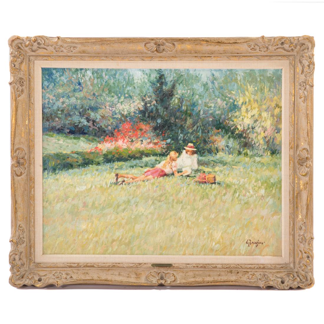 C. James Frazier. "Two Girls Reading," oil (1 of 5)