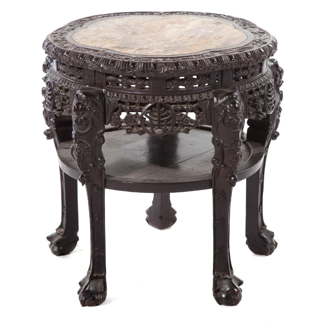 Chinese carved rosewood fern stand (1 of 5)