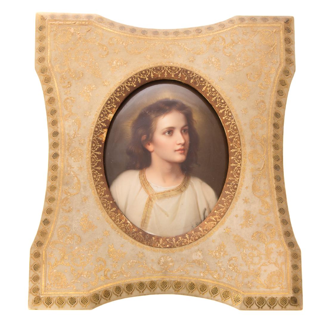 German painted porcelain plaque Youthful Christ (1 of 8)