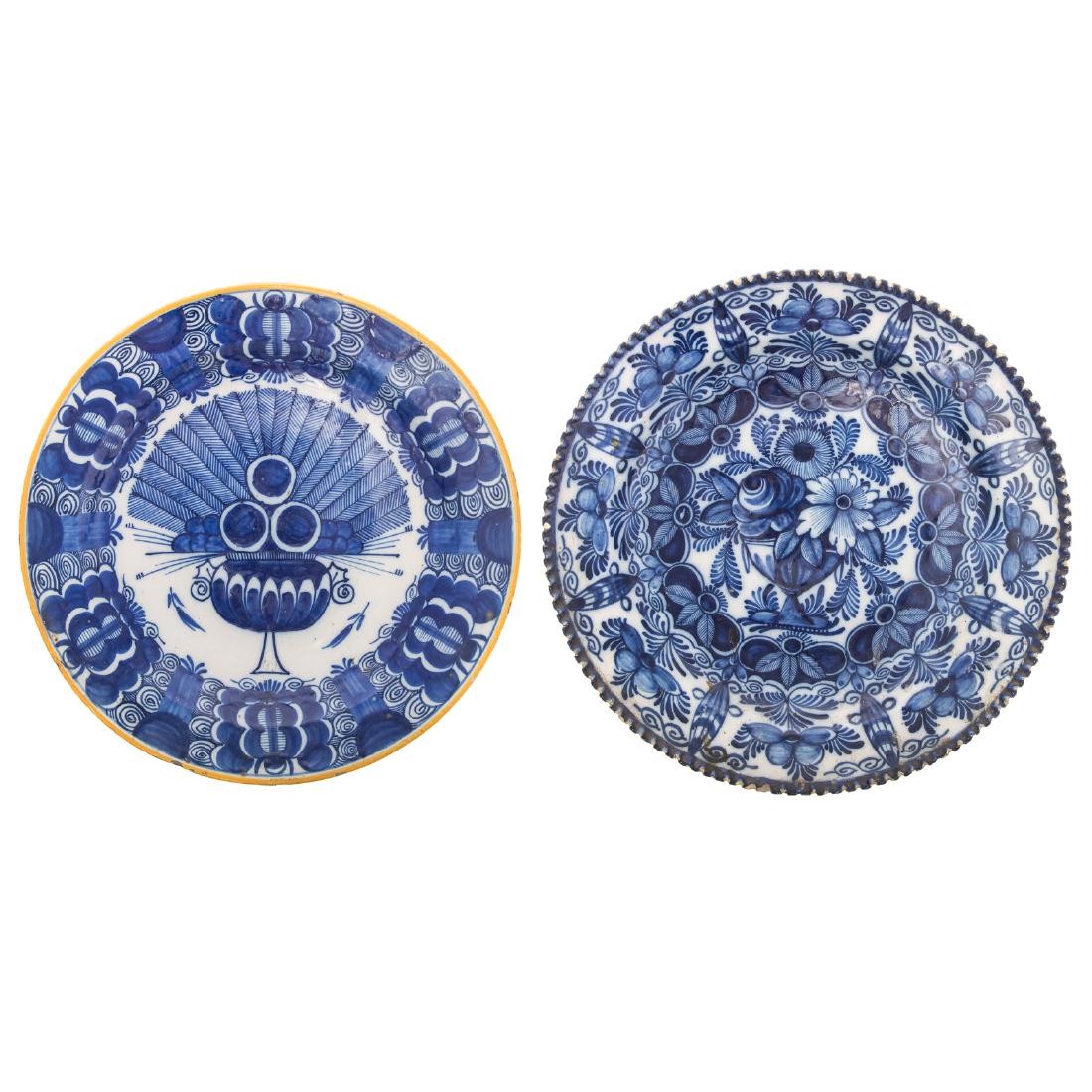 Two Dutch blue and white Delftware chargers (1 of 7)
