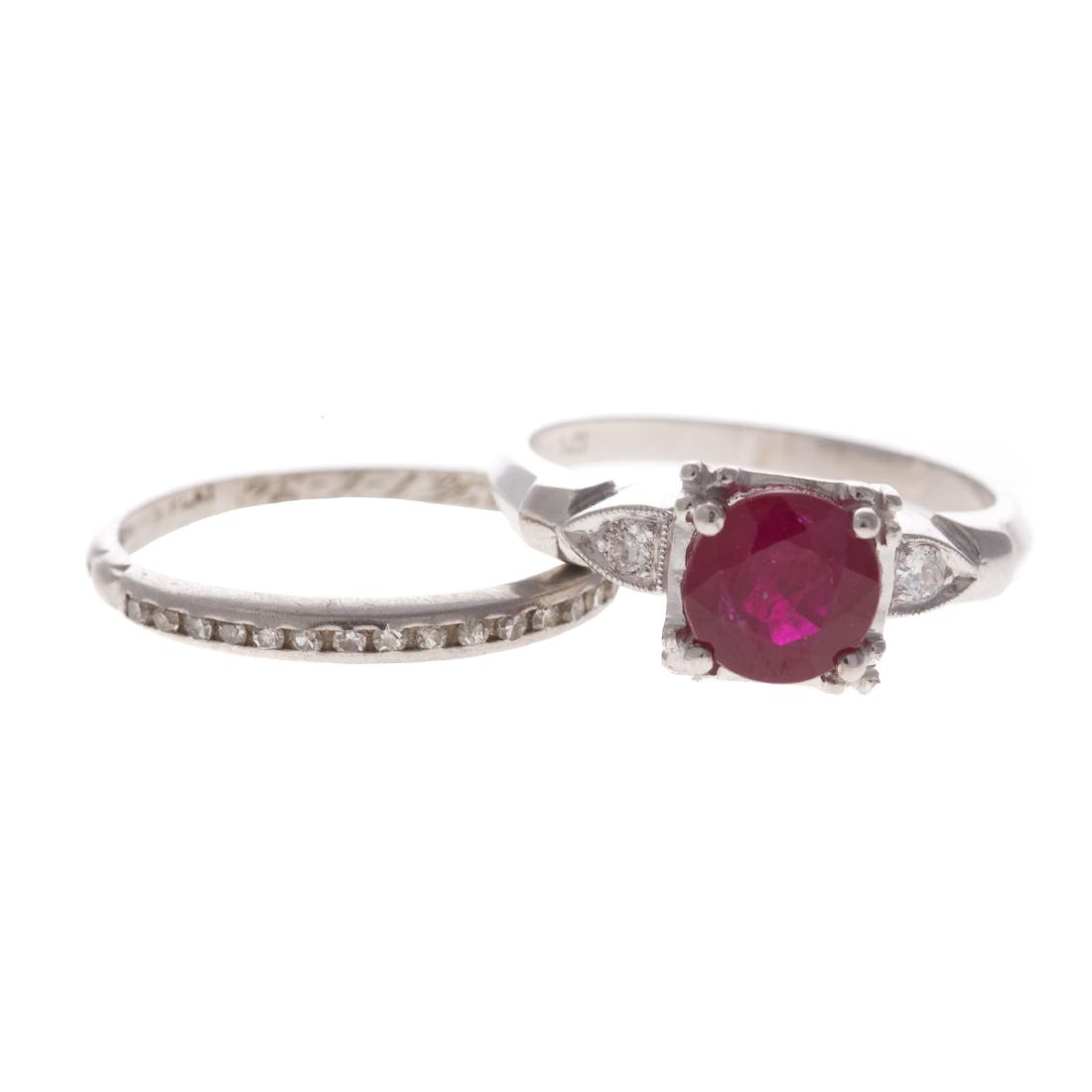 A Lady's Ruby & Diamond Ring with Plat Band (1 of 7)
