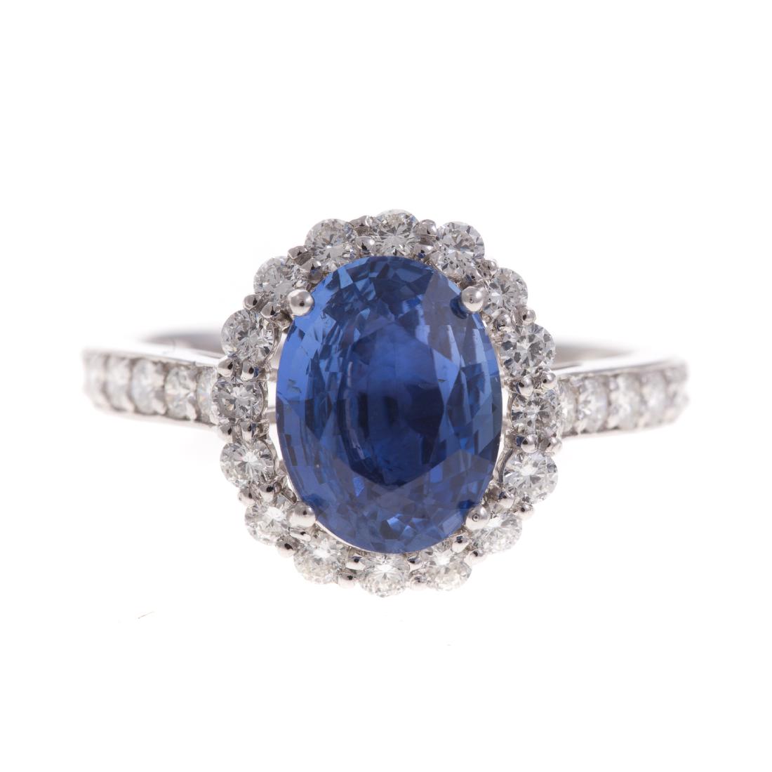A Lady's 3.21 ct Unheated Sapphire & Diamond Ring (1 of 7)