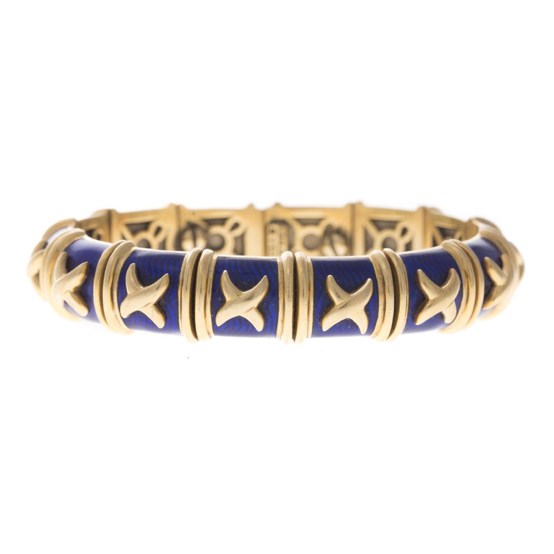 An 18K Blue Enamel "X" Bracelet by Hidalgo (1 of 3)