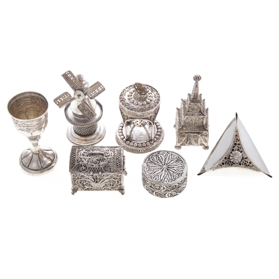 Collection Judaica sterling filigree ritual items (1 of 6)