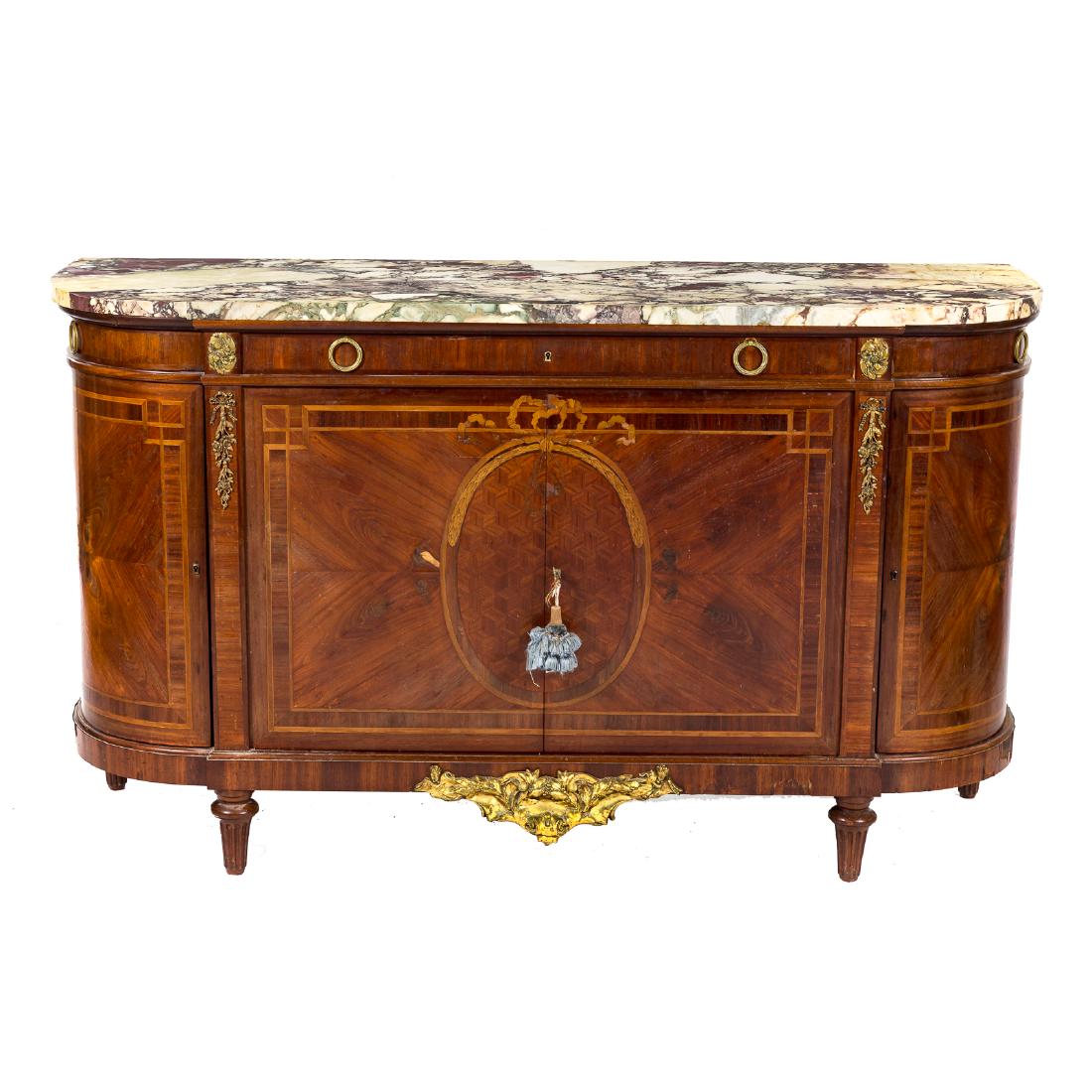 Louis XVI style inlaid buffet enfilade (1 of 6)