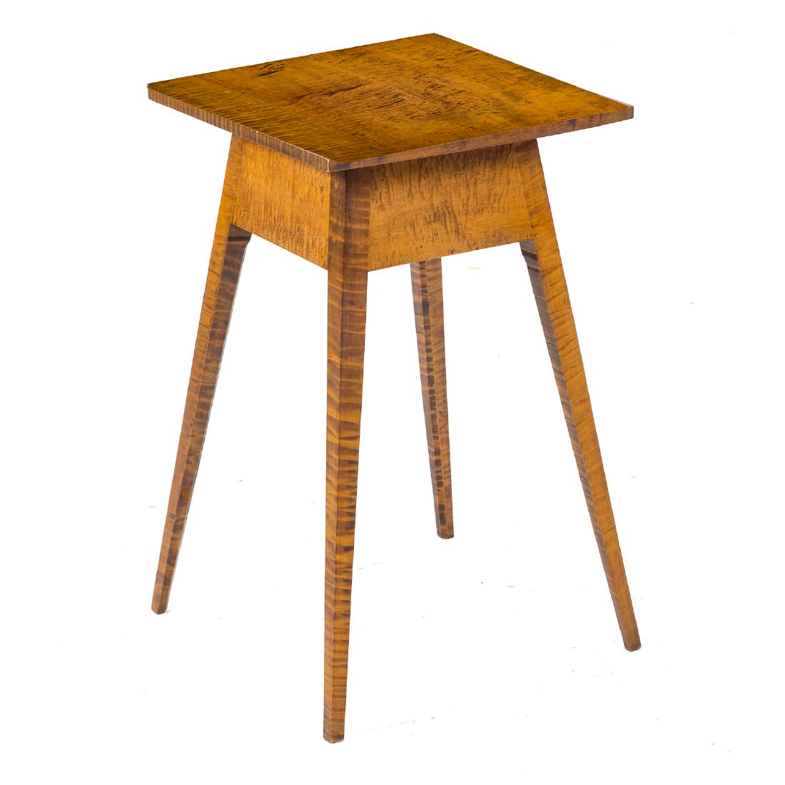 Cabinet-made tiger maple candlestand (1 of 4)