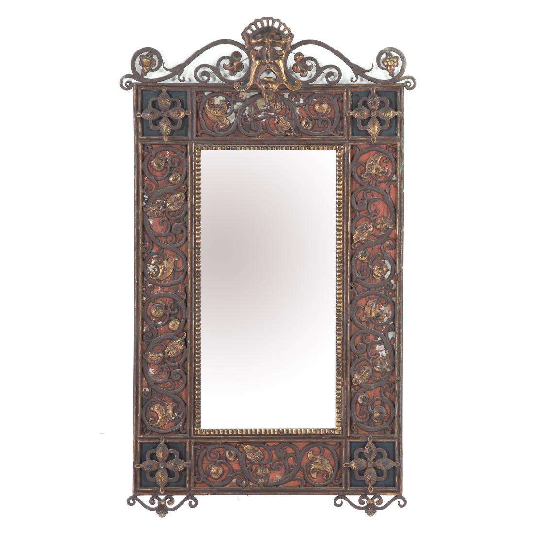 Oscar Bach, Art Deco painted bronze mirror (1 of 5)