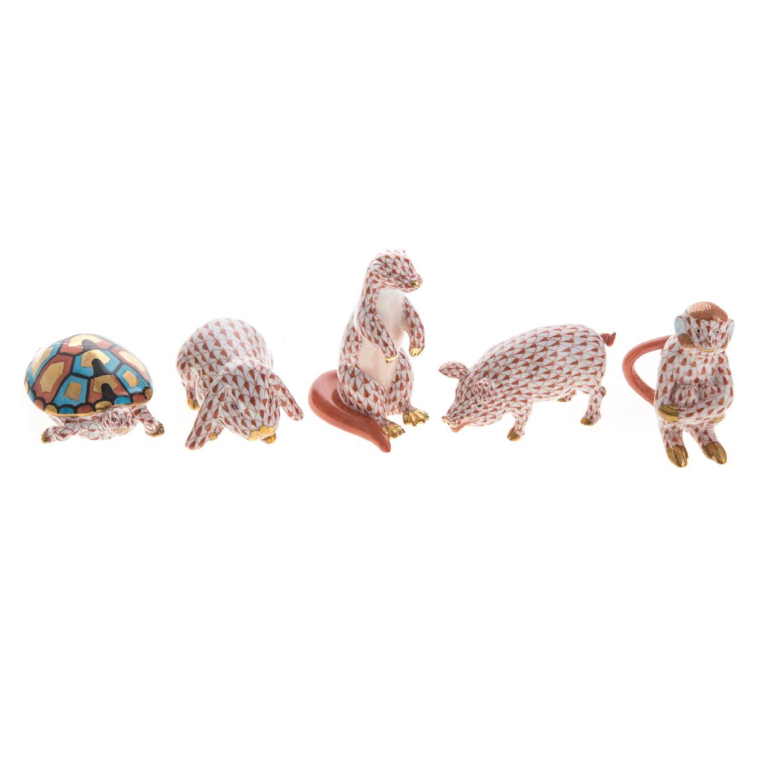 Five Herend porcelain animals (1 of 4)