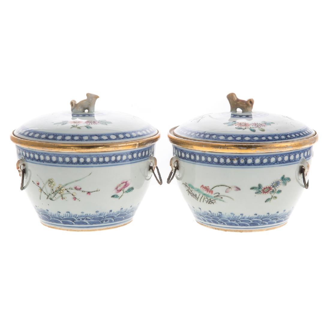 Pair Chinese Export hot water serving dishes (1 of 6)