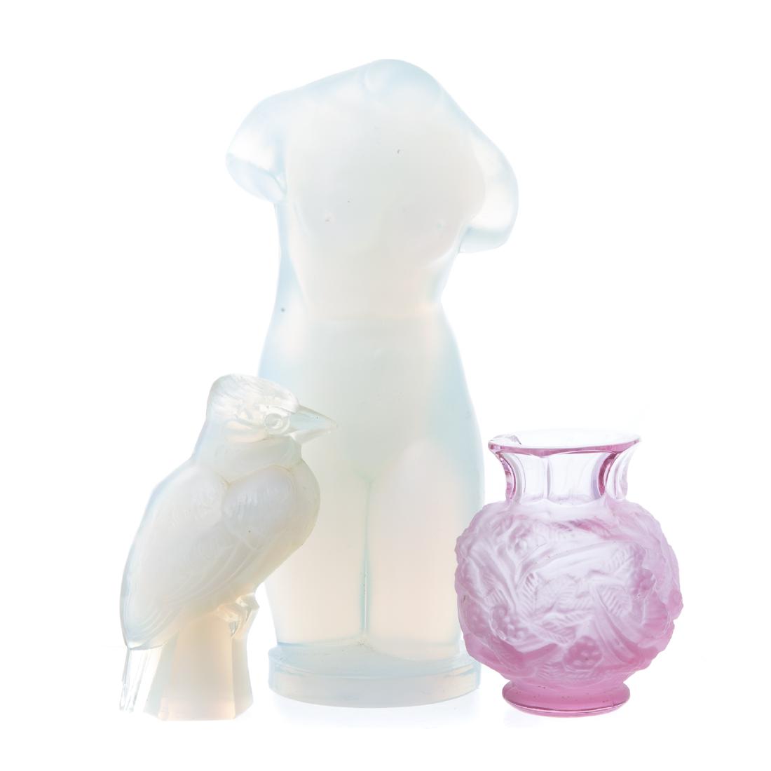 Sabino glass torso, songbird, and Lalique vase (1 of 7)