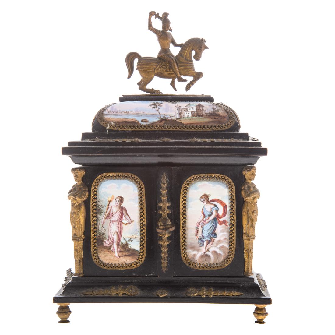 Italian ebonized wood and enamel jewelry box (1 of 6)