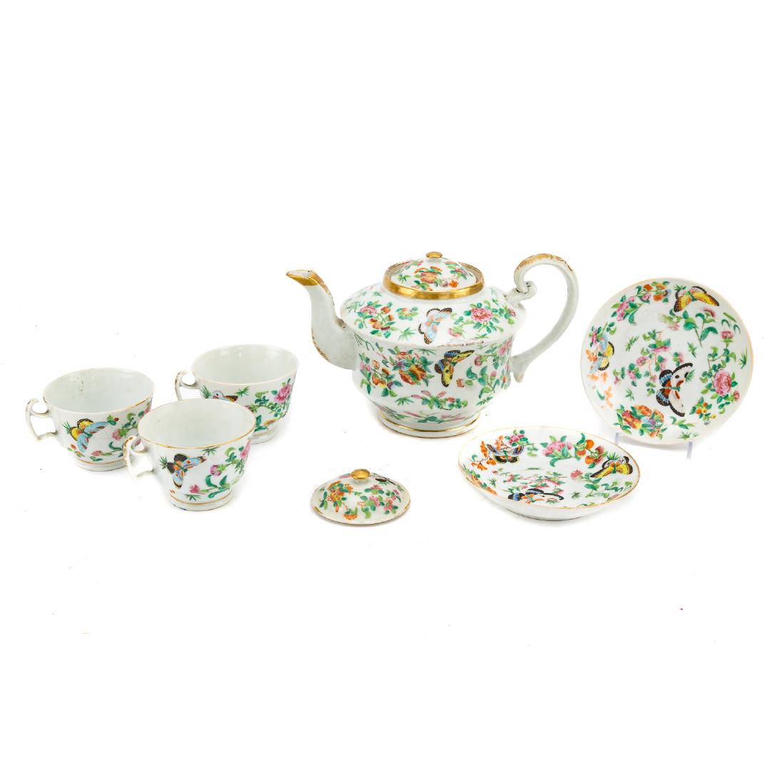 13-piece Chinese Export Famille Rose tea set (1 of 5)