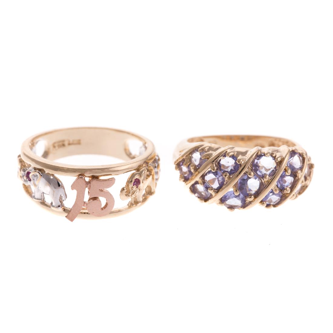 A Pair of Lady's Wide Gemstone Bands (1 of 6)