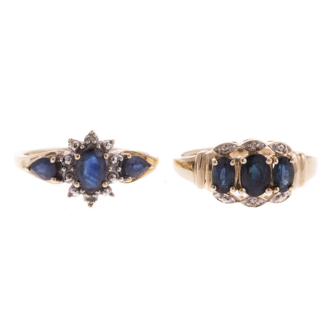 A Pair of Sapphire & Diamond Rings in Gold (1 of 6)