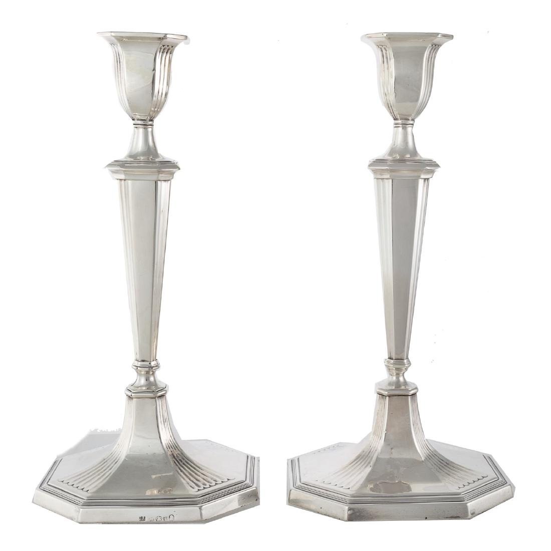 Pair of George III silver candlesticks (1 of 7)