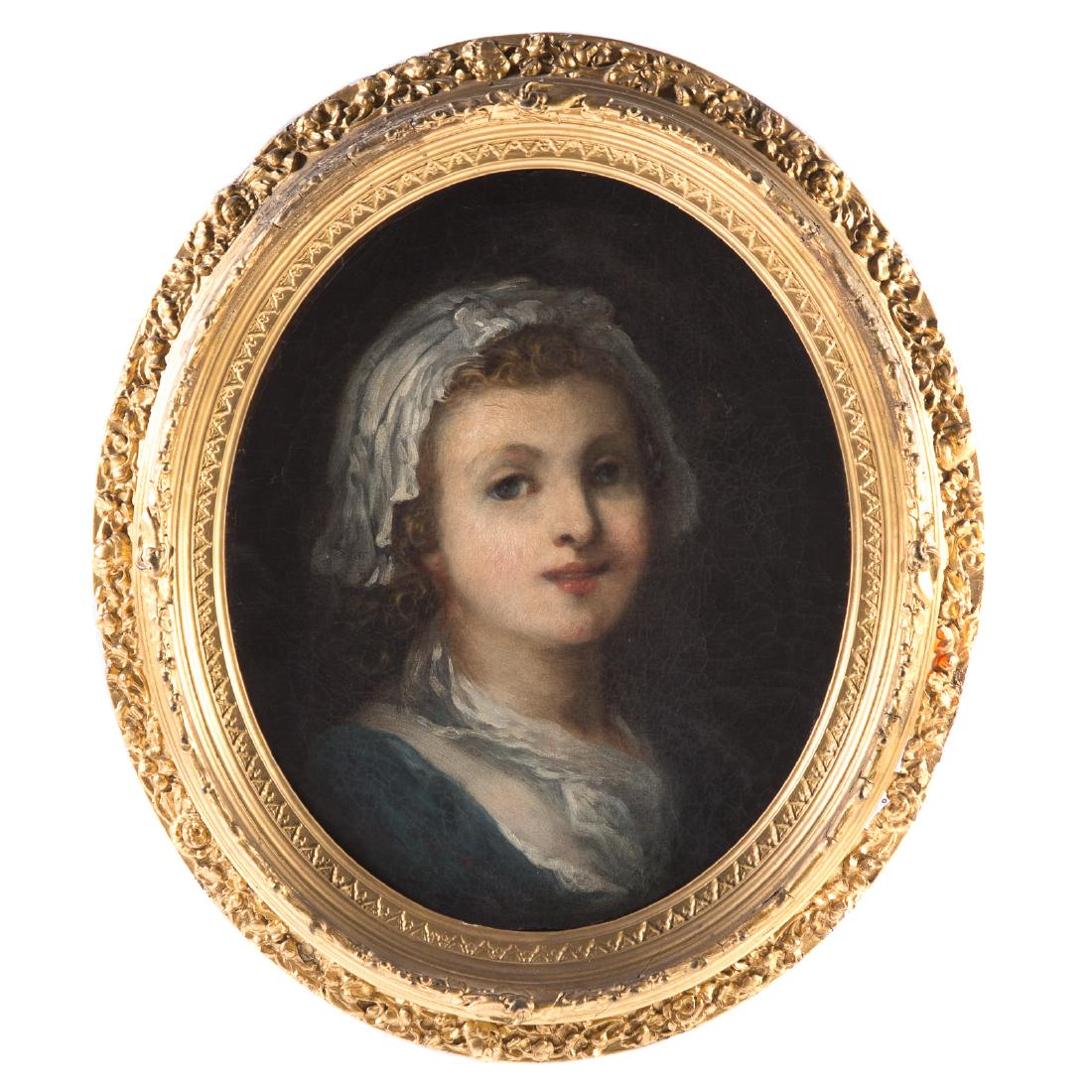 French School, 18th c. Portrait of a Girl, oil (1 of 3)