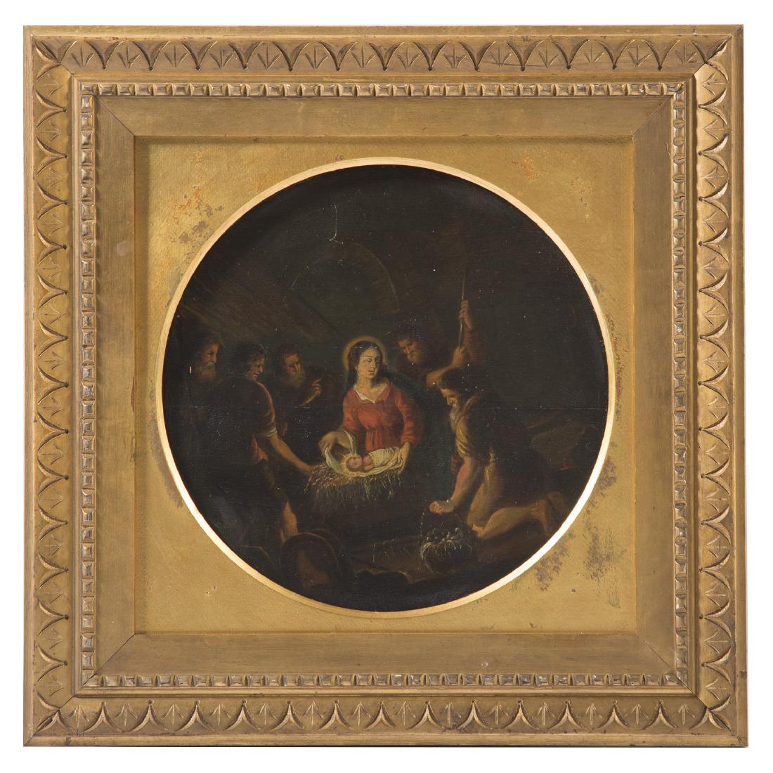 Continental School, 17th c. Adoration, oil (1 of 3)