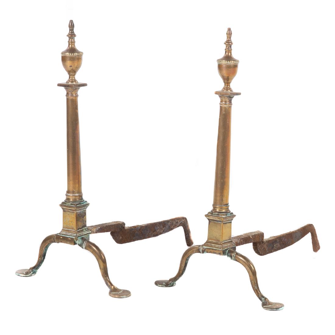 Pair Federal cast brass andirons (1 of 3)