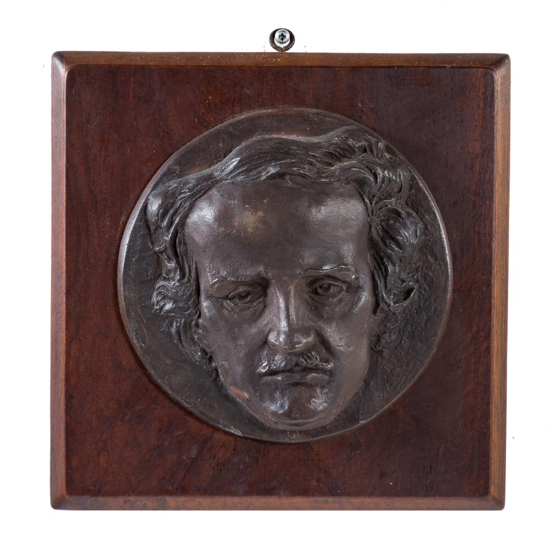 Bronze relief portrait plaque of Edgar Allan Poe