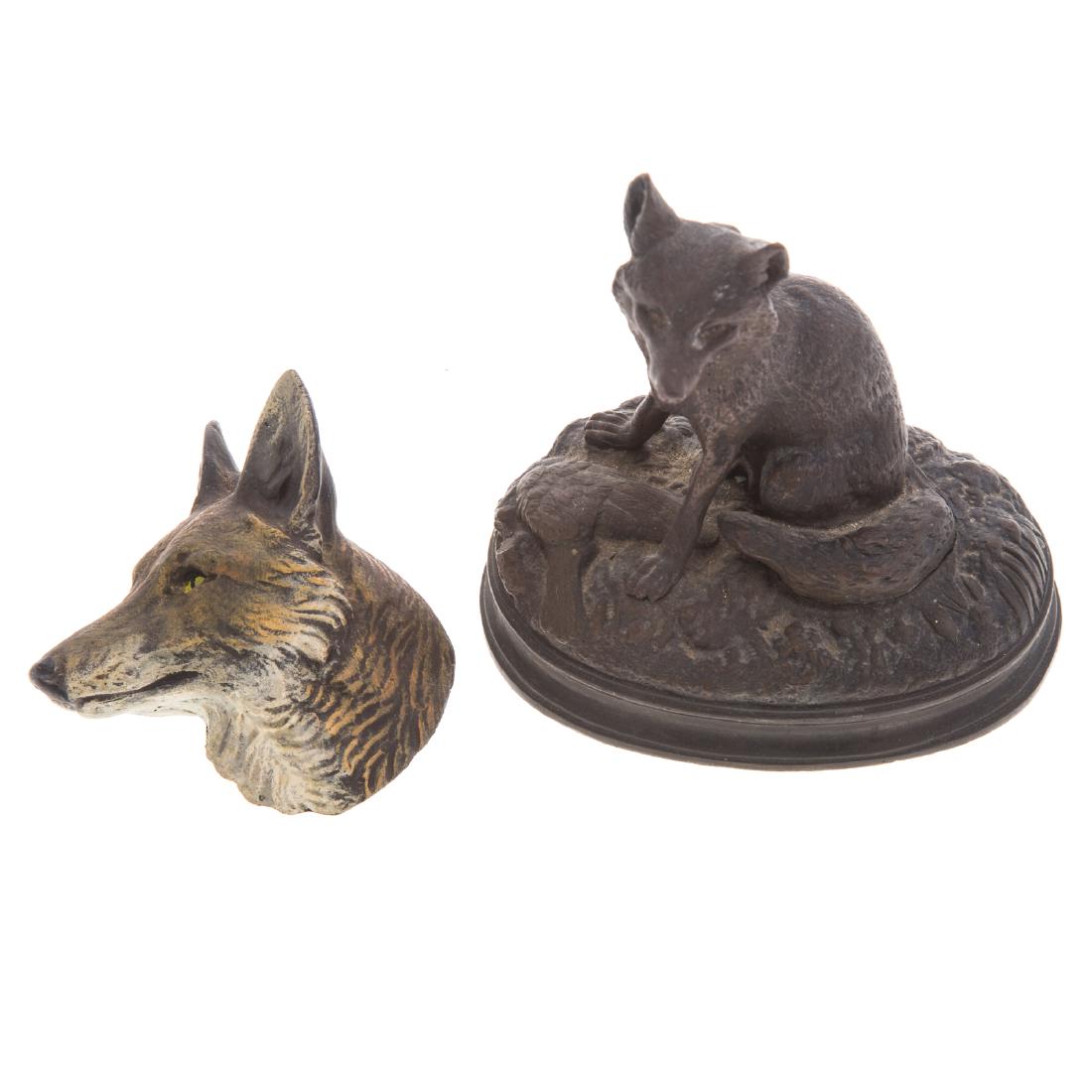 2 Continental bronze fox sculptures & seated fox (1 of 6)