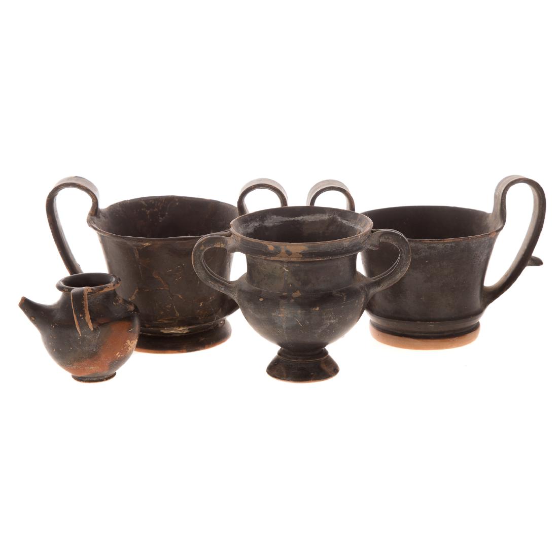 Four Etruscan painted pottery wine/oil vessels (1 of 6)