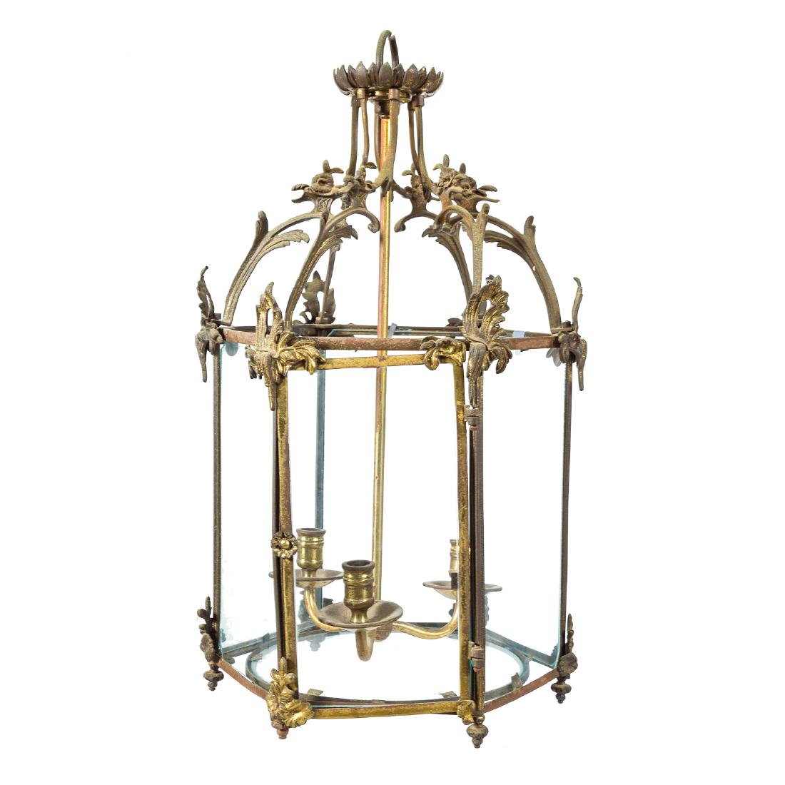 Rococo style gilt brass hanging light fixture (1 of 4)