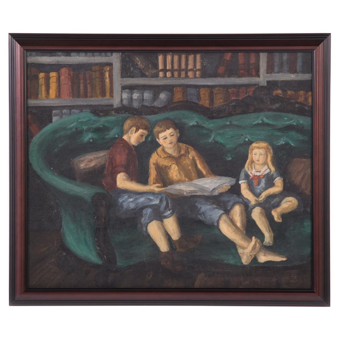 Alzira Peirce. Children Reading, oil on canvas (1 of 4)