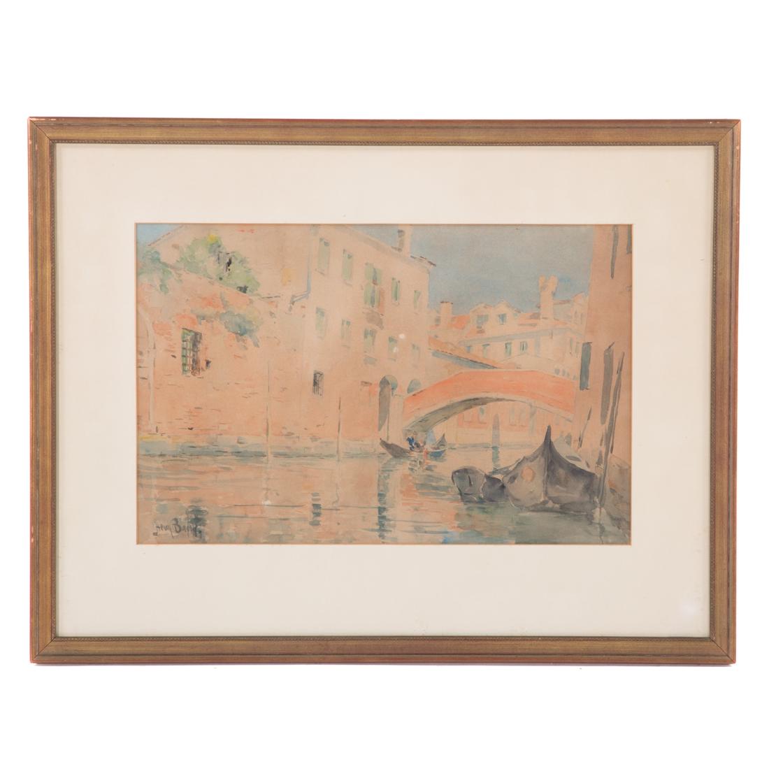 Henry Bacon. "An Old Bridge, Venice," watercolor (1 of 4)